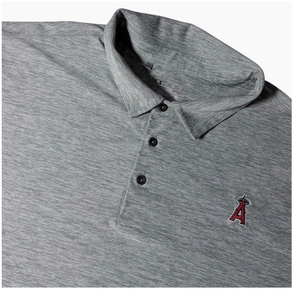 Under Armour Mens LA Angels HeatGear Polo Shirt Grey Space Dye Heather 3XL